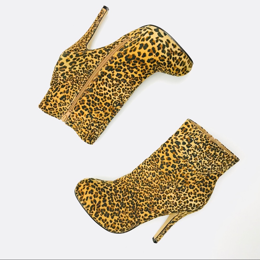 Body Central Stiletto Animal Print Ankle Boots 9